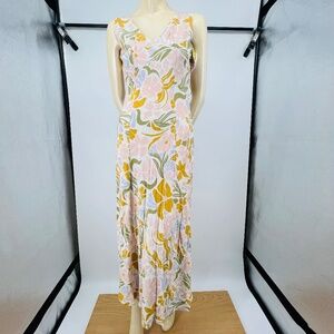 Paper Heart Anthropologie NWT Pastel Floral Linen Blend Maxi Sundress XS Easter